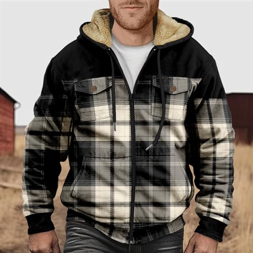 Mens Winter Coats Zip Up Sherpa Fleece Lined Big and Tall Thicken Vintage Hunting Warm Plush Long Sleeve Streetwear2