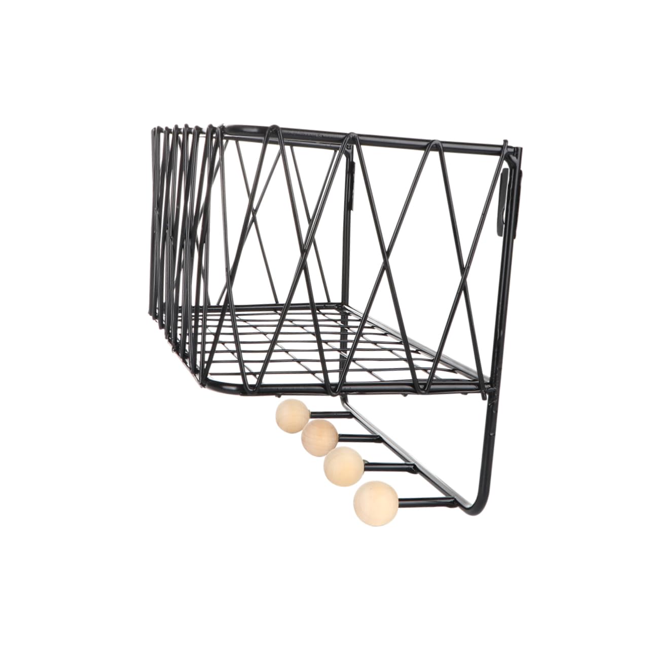 Unomor 1Pc Creative Wall Storage Rack Black Hanging Storage Stand for Home Decor Stylish Iron Art Shelf for Bedroom Kitchen Office Use Compact S Elegant Design