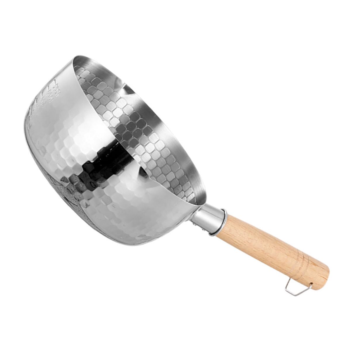 COLLBATH Pentola in Acciaio Inox Manico in Legno, per Latte e Alimenti per Bambini, Multiuso, Anello per Appendere, per Casa e Hotel