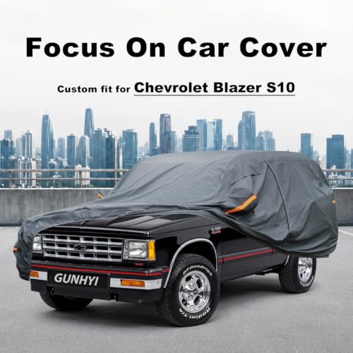 Image of GUNHYI Premium Car Cover Custom Fit Chevrolet Blazer S10, 16 Layers Heavy Duty Car Cover Waterproof All Weather with Zipper Door for Sun Rain Snow Dust Uv Protection