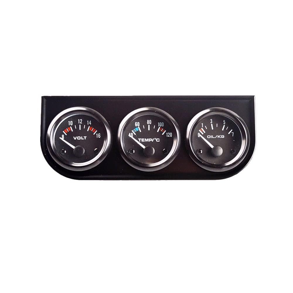 Riloer Sensore 3 in 1 Manometro Olio Indicatore Temperatura Acqua 12V per Auto Camion Trattori