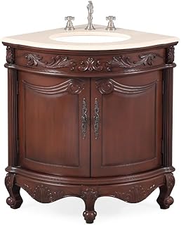 Benton Collection 24'' Traditional Style Corner Bathroom Vanity (Cream)