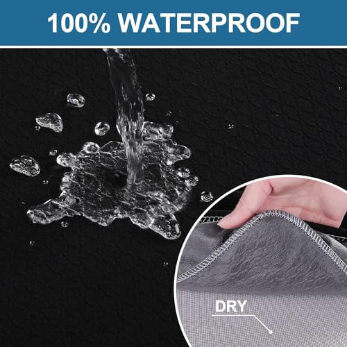 Image of Smiry Waterproof Seat Covers for Dining Room Chairs, No Rear Covers | Stretch Jacquard Removable Washable Chair Seat Slipcovers Protector, Set of 8, Black