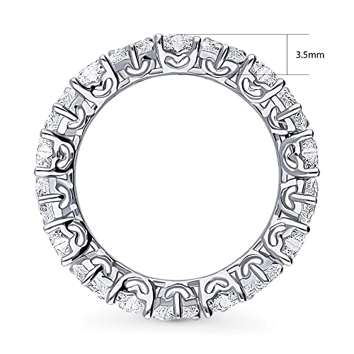 BERRICLE Sterling Silver Heart Wedding Rings Heart Shaped Cubic Zirconia CZ Anniversary Eternity Ring for Women, Rhodium Plated Size 4-103