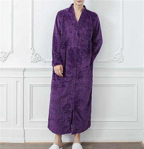 Mens Housecoat Zip Robe, Sherpa Zip Up Front Robe Bathrobe, Plush Warm Zipper House Coat Fluffy Jacket3