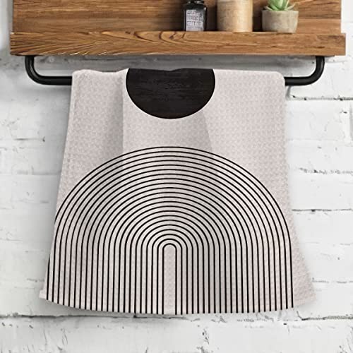 Ohsul Boho-Chic Sun Moon Line Rainbow Highly Absorbent Kitchen Towels Dish Towels Dish Cloth Set Of 2,Bohemian Mid Century Modern Hand Towels Tea Towel For Bathroom Kitchen Decor,Boho Lover Gifts #TOP5