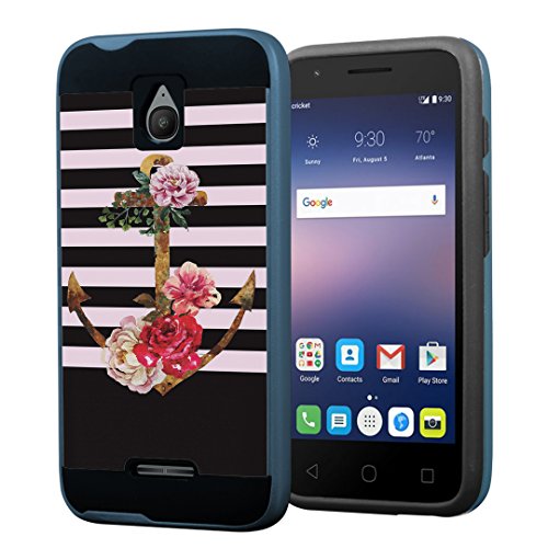 Alcatel Streak Case, Alcatel Dawn Case, Alcatel Ideal Case, Alcatel Pixi Avion/Pixi Bond Case, Capsule-Case Hybrid Fusion Daul Layer Slick Armor Case (Black & Blue) - (Anchor) #TOP10