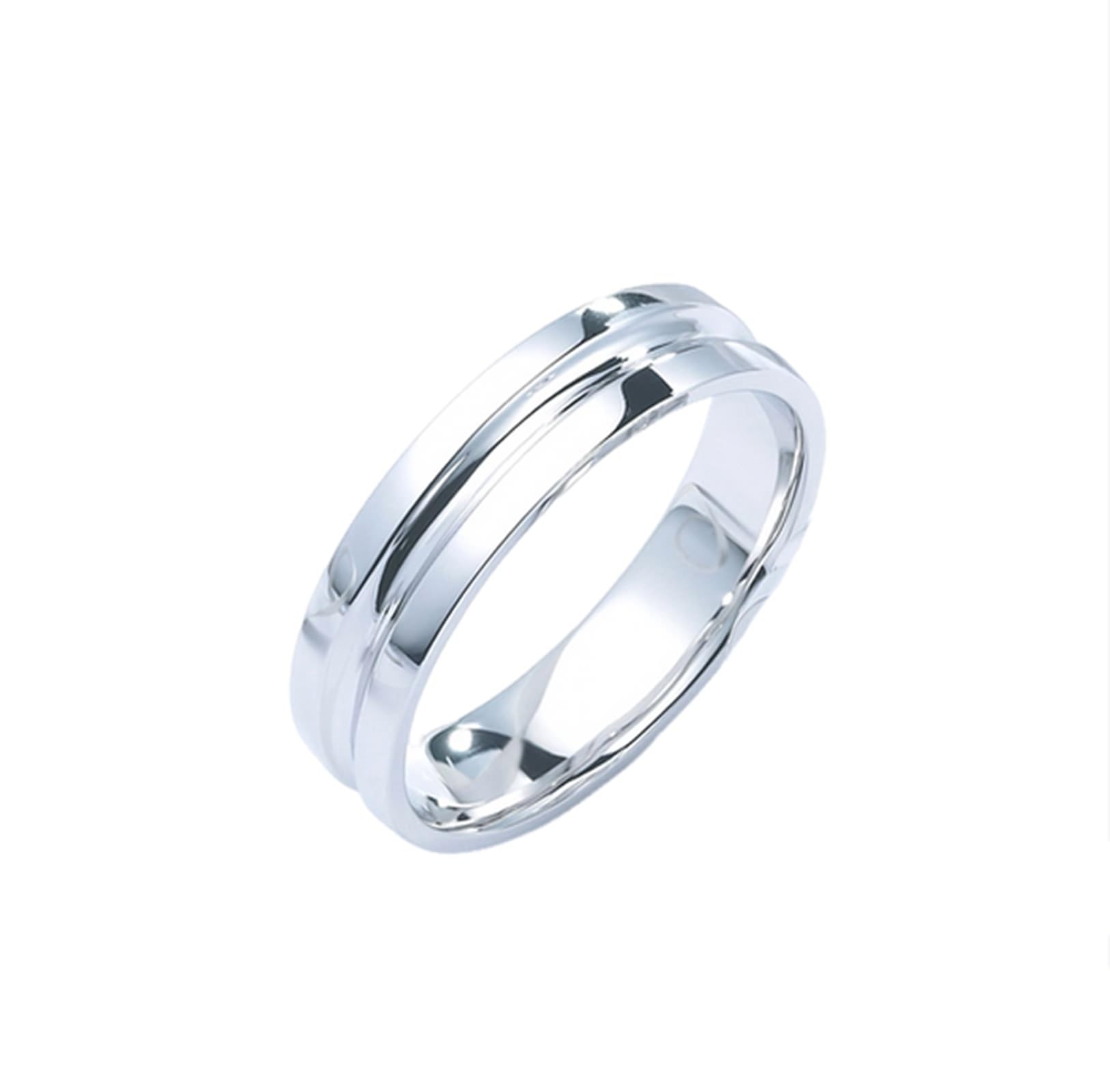 Wycian Anillo Hombre Elegante Anillo Oro Blanco Mujer 18 Kilates Plata Polaco Talla 21 Sólido No Chapado Moda para Esposa Graduación Joyas