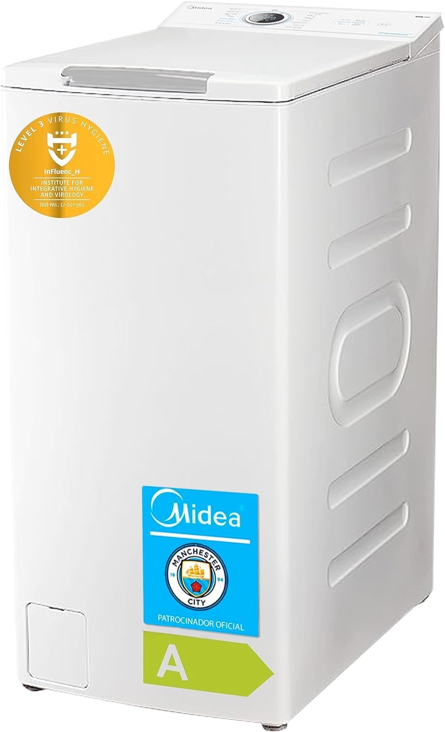 Midea Lavadora Carga Superior 6kg de 1200 RPM - Lavadoras con 15 programas y diseño ultra slim - Maquina de lavar ropa de libre instalación con Función de vapor, Lavado Rapido y Modo ECO Etiqueta Energética