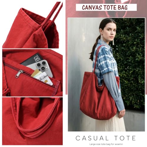 Image of Canvas Tote Bag for Women Large Hobo Shoulder Bag for Work Travel Casual Message Bag Tote Purse handbags