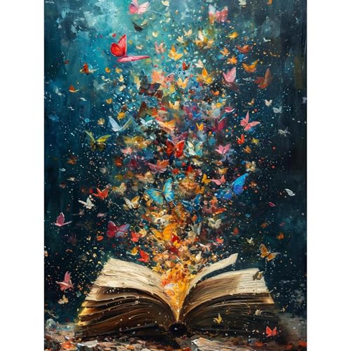 PHANTASYART Paint by Numbers for Adults Vintage Book-Adult Painting by Numbers Butterfly Painting by Numbers for Adults for Gifts and Home Wall Decor 12x16in