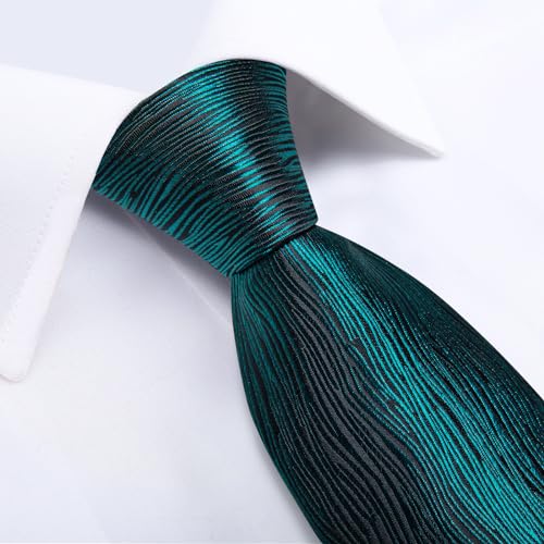 Image of DiBanGu Mens Tie Silk Plaid Striped Necktie and Pocket Square Cufflinks Tie Clip Set with Gift Box Formal Wedding Party