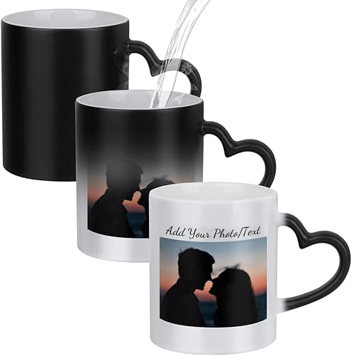 Taza mágica personalizada con foto y texto, 11 onzas, taza personalizada con fotos sensibles al calor, tazas de cerámica que cambian de color de