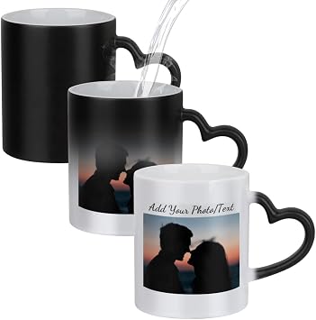 Personalized Magic Mug with Photo & Text, 11oz - Custom Heat Sensitive Photo Mug, Double Side Printing Ceramic Color Changing Cups