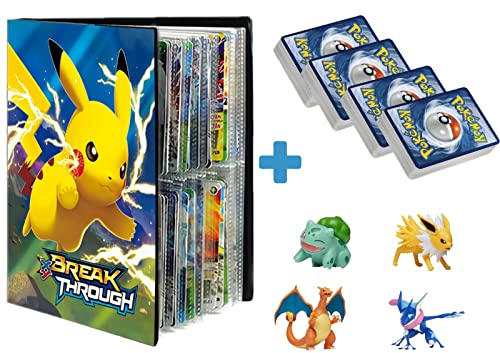 ZENFOCUS Lot de 100 Carte Pokemon française Comprenant 20 Booster Pokemon Neuf + 1 Classeur pour Cartes pokémon + 4 Figurines Pokémon