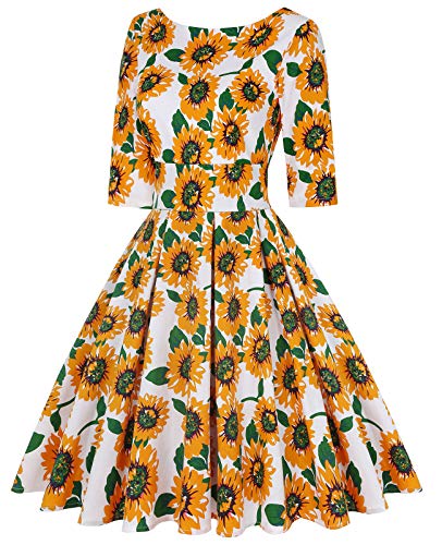 Image of MINTLIMIT Women's 1950s Retro Vintage Cocktail Party 3 /4 Sleeve Swing Dress
