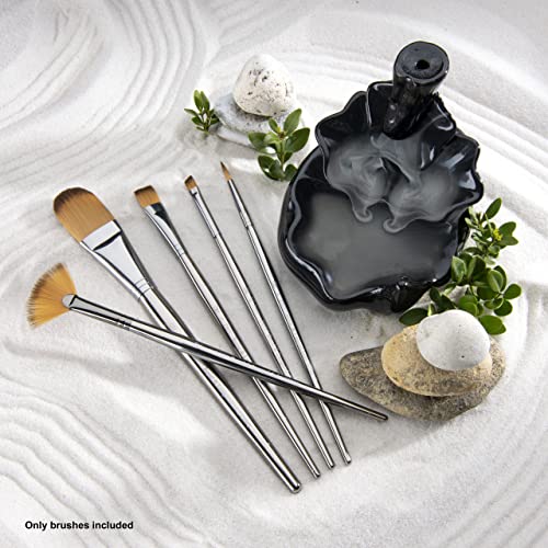 Royal & Langnickel Zen 5Pc Standard Handle Brush Set, Includes - Oval Wash, Angular, Shader, Fan & Round Brushes #TOP5