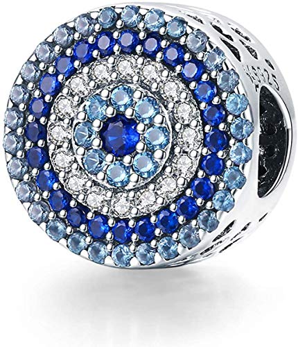Annmors Malocchio Bead Charm Donna argento Ciondolo a forma di, in argento Sterling 925, compatibile con braccialetti e collane europe