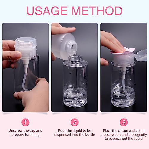 Nail Polish Remover Pump Bottle, 200ml Push Down Cleanser Bottle for Travel, No-Leakage Liquid Acetone Pump For Makeup Nail Polish Remove 2Pcs - Image 5