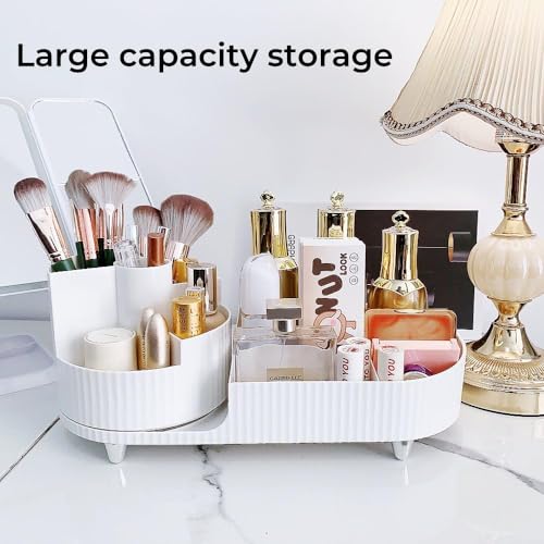 Image of Kesi Rotating Makeup Organizer For Vanity, Large Capacity for Cosmetics 360 Rotating Bathroom Organizer, Cosmetic Perfume Storage Organizer for Dressing Table Countertop Makeup Room (White)