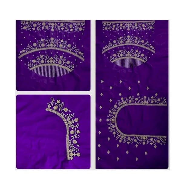 Women's Embroidery Computer Design Pattu Cotton Fabric | Unstitched Blouse Material | South Indian Designer Blouse Piece | Fancy Wedding & Festival Wear Cloth | 1 Meter_-image-31