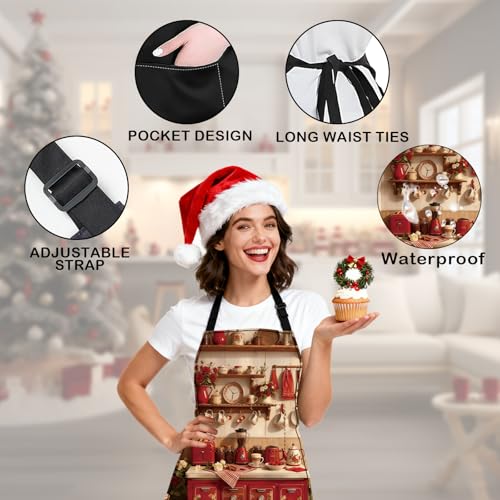Image of Nuxovilar Cute Cooking Kitchen Apron, 26.77 * 30.7 Inches, Essential for Kitchen Cooking, Baking, Festive Gatherings