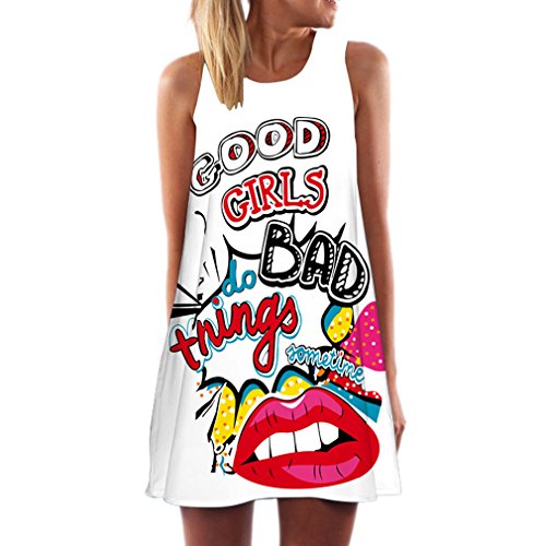 Honghu Donna Moda Casuale Print Senza Maniche