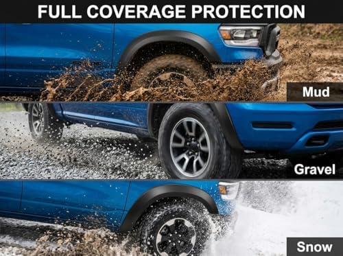 Fender Flares for Dodge Ram 1500 2009-2018 &1500 Classic 2019-2024 Accessories, Front and Rear Wheel Cover. Black Factory Style Protection Fender Flares, 4PCS - 2