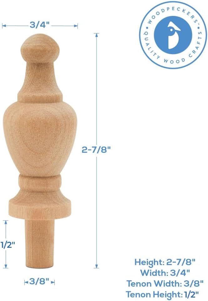 Small Wood Finials, 2-7/8 inch Wooden Finials for Crafting, DIY Décor, and Wooden Finial Crafts, Pack of 25, by Woodpeckers