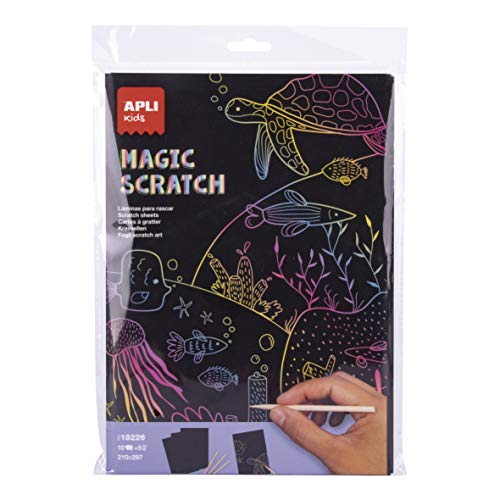 APLI Kids - 18226 - Loisir Créatif - Magic Scratch 10 feuilles A4 à gratter + 5 stylets en bois Cover
