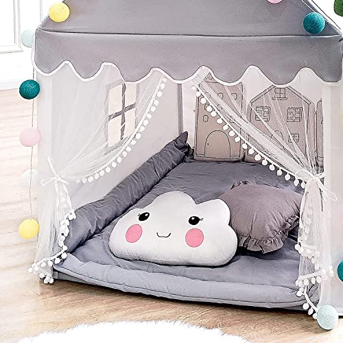 Avrsol Kids Play Tent with Mat - Large Playhouse with Ball String Lights Children Play Castle Fairy Tent for Girls & Boys Birthday Gift (Boy Tent with mat),47'' L X 39'' W X 55'' H