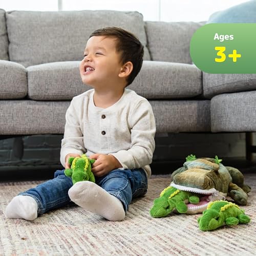 Image of PREXTEX Stuffed Alligator Toy with 3 Baby Alligators - Alligator Plush Mommy with 3 Zippered Babies, Ideal Stuffed Animal for Boy or Girl Playtime - 3-5 Years
