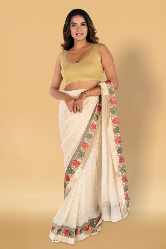 Image of Abhi Cotton Readymade Saree Blouse for Women- Sleeveless, U-Neck, Regular-fit, Stretchable, Pull-on Style
