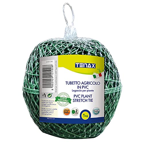 Tenax Tubo Agrícola para Plantas, Verde 1000 g, Diámetro 2 mm, Longitud Aprox 240 m, Tubo Agrícola de PVC, Ataduras para Plantas