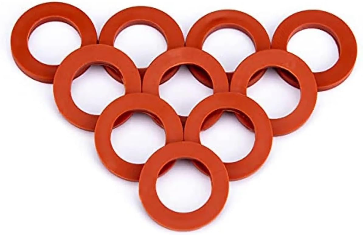 Silicone Gasket, Flat Washer, 10pcs Silicone Rubber Washers, 3/4 Inch Heavy Duty Garden Hose Water Faucet Washers, Seals Gasket Leak Proof Fittings(Red)