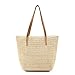 Faletony Stroh Strandtasche Flechttasche Strohtasche Groß Umhängetasche Sommer Shopper Handtasche Einkaufstasche Korbtasche für Strand Reise Einkauf (Stil 2-Beige)