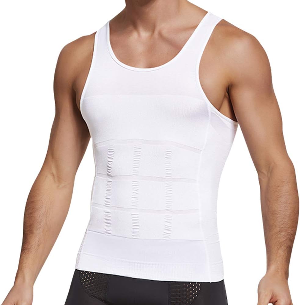 GSKS Mens Body Shaper Undergarment Compression Shirt Elastic Vest Slimming Undershirt Slim Shapewear