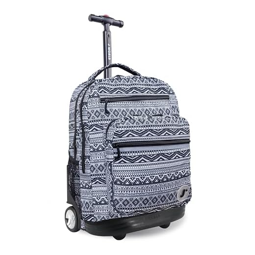 J World New York Sundance Rolling Backpack Girl Boy Roller Bookbag, Tribal, One Size