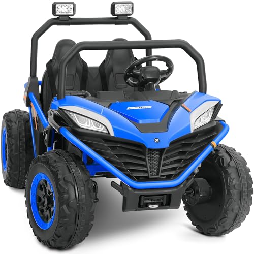 ELEMARA 2 Seater Ride on Car for Big Kids,12V 10AH Ride on Toy for Big Kids，Fast 4MPH Electric Off-Road Truck,Side by Side Vehicle Max 140lbs with Remote,LED Light,Bluetooth,3 Speeds