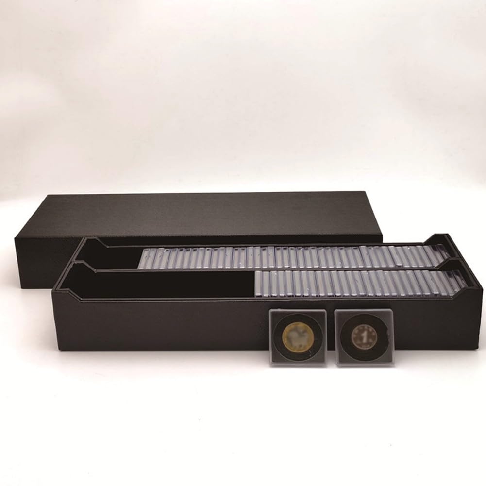 Caja organizadora transparente para cápsulas de monedas, ideal para almacenamiento, con 100 unidades y tamaño transparente, 100 piezas hechas de plástico (negro)