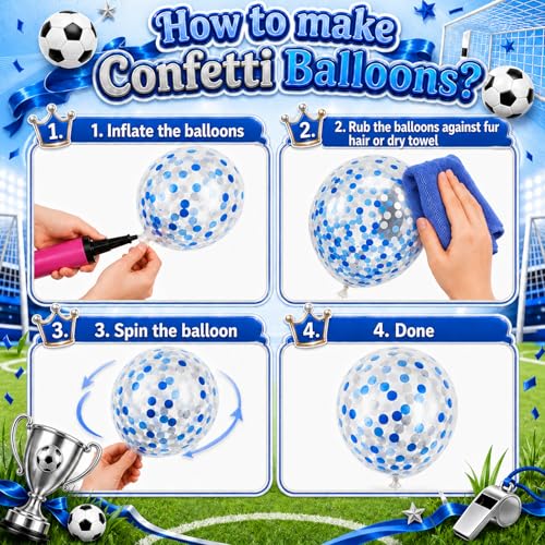 Image of Blue Silver Balloons, 50Pcs 12 Inch Metallic Printed Confetti Latex