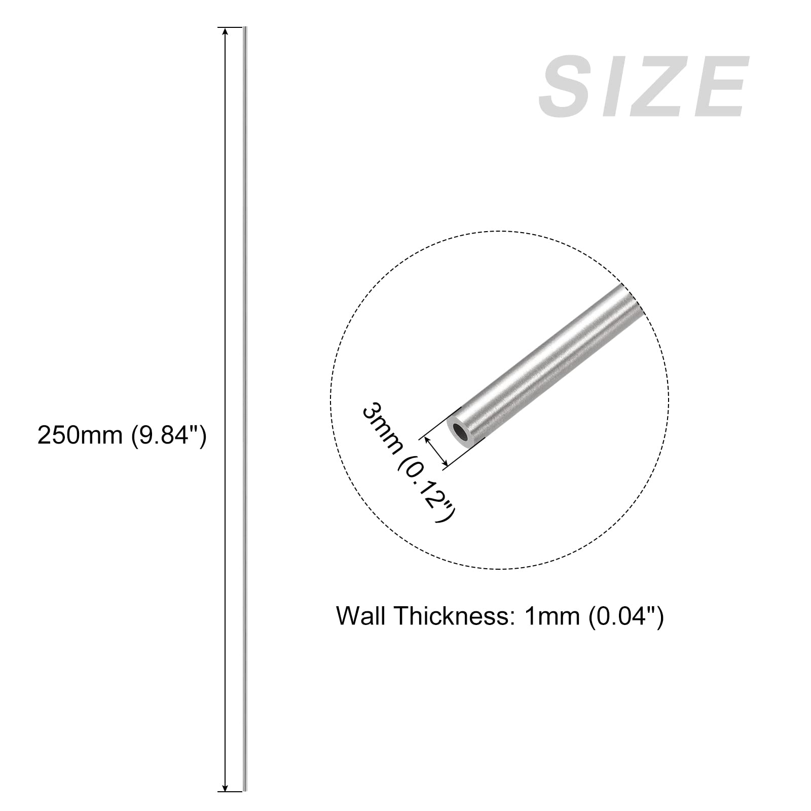 METALLIXITY 304 Stainless Steel Tube (10mm OD X 0.8mm Wall T X 250mm L