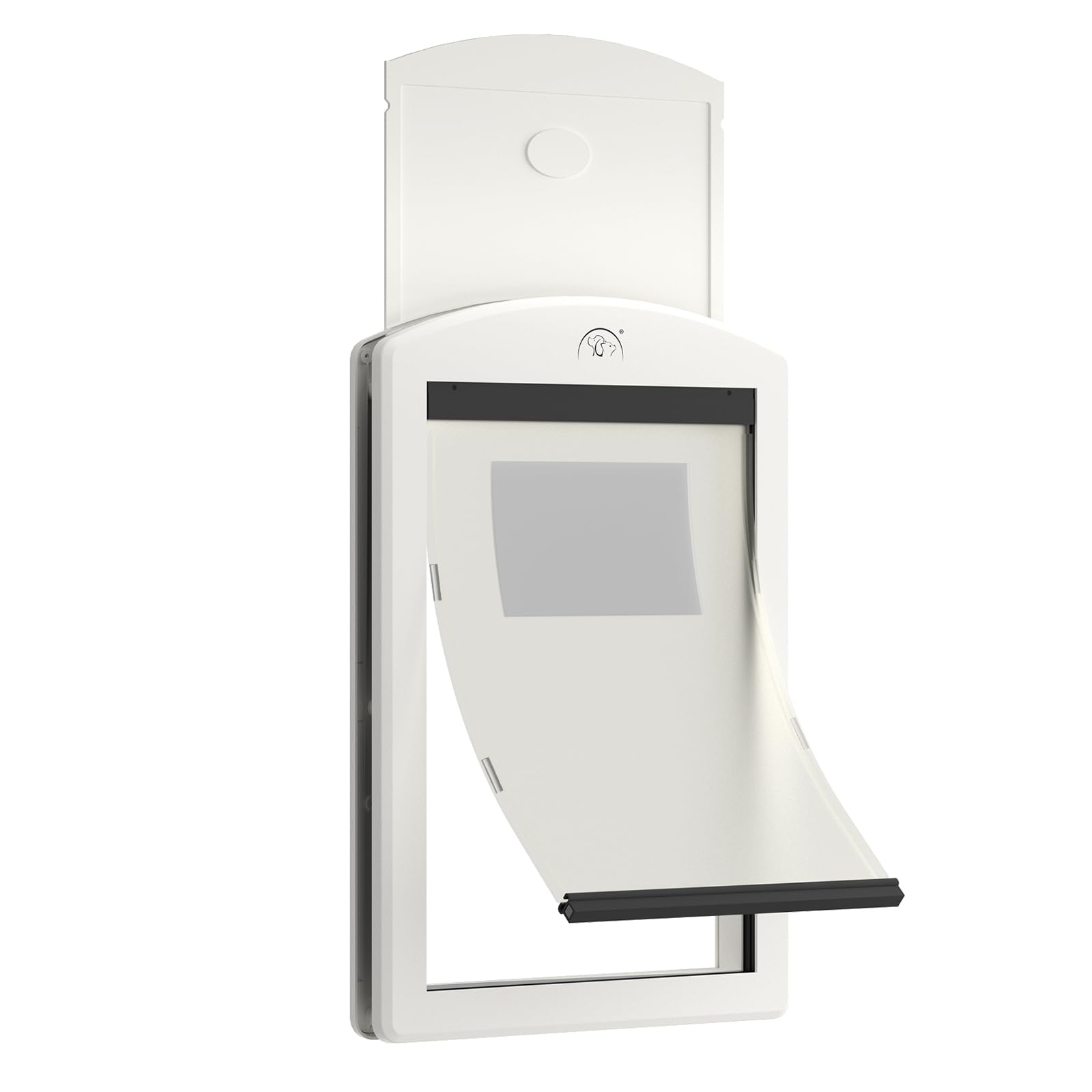 [Classicmacher] Dog Door for Large Dogs, White Frame Door for L arge Dogs, Strong Plastic Doggy Door and L arge Pets with Sliding Lock Panel and Magnetic Soft Flap (Large, Milk White)