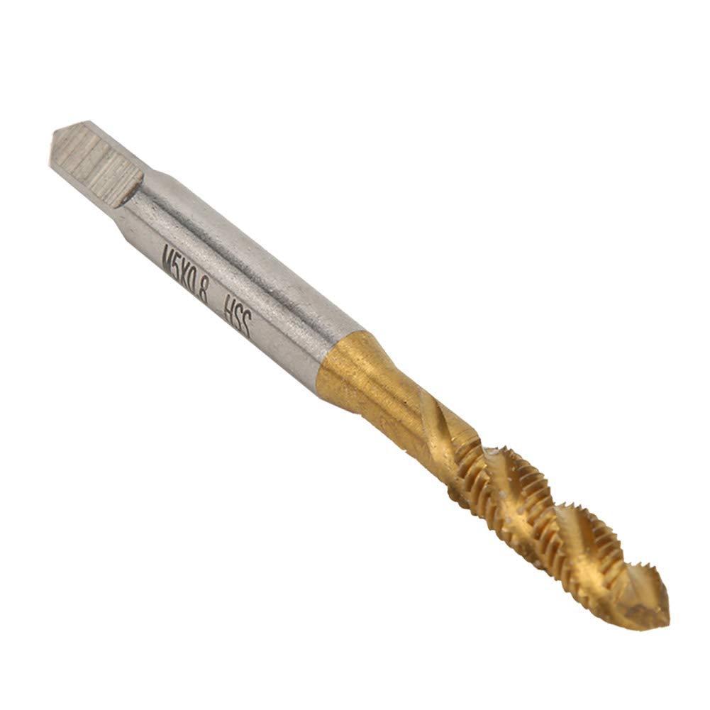 M5 HSS Fast Cutting Spiral Hand Plug Tap Tool M5 High Speed Steel for Low Carbon Steel, Copper, Aluminum