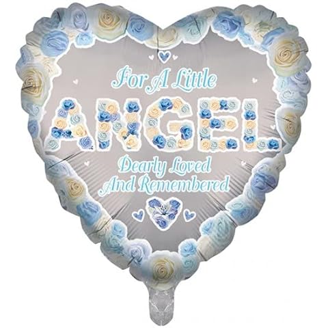 Luxury foil Balloons Mum Heart Shape Remembrance Memorial Funeral Balloons, Foil Balloons for Memory Table, Memorial, Condolence, Anniversary (Angel Blue) Cover