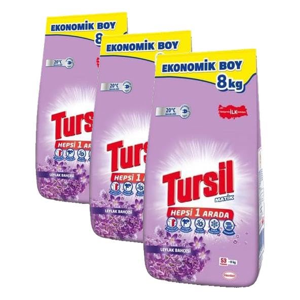 Tursilmatik Leylak Bahçesi Toz Çamaşır Deterjan 8 kg, Leylak Bahçesi 8kg (3 paketi)
