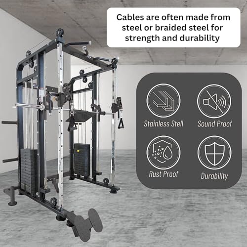 Image of Gym24 Functional Trainer with Smith Machine G24FTS501 | 80 kg PVC Weight Stack Each Side | Home Gym Setup with Accessories | 450 kg Machine | Free Installation