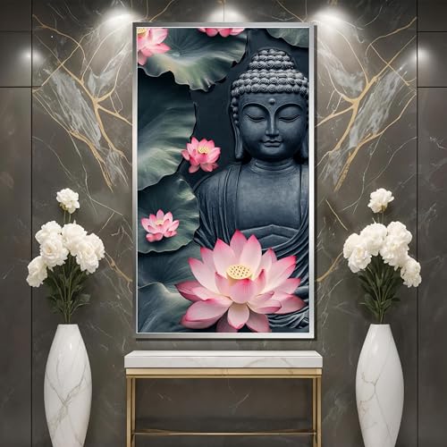 Affiche de méditation pour la maison avec Bouddha et fleur de lotus 80x140cm - 2
