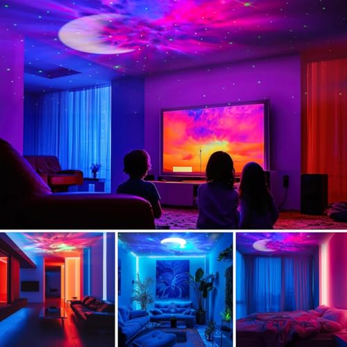 Projetor Astronauta Galaxia e Estrelas com Som Bluetooth Luminária Nebulosa Lua Luz Noturna com Cont