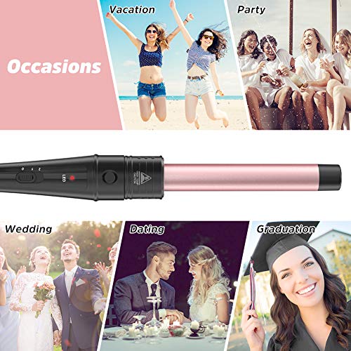 6 in 1 Curling Iron Wand Set - Laluztop Hair Curling Iron with 6 Interchangeable Ceramic Barrels(0.35’’ -1.25’’) and 2 Temperature Adjustments Instant Heat Up Hair Curler for All Hair Types - Thumbnail 6
